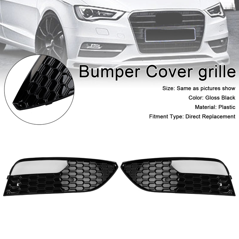 2PCS Front Bumper Fog Light Cover Grille Grill Fit Audi A3 2012-2016