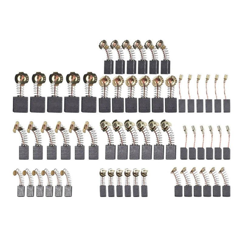 60Pcs Electric Motor Carbon Brushes 10 Sizes Replacement Repair Power Tool Part