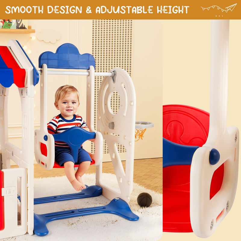 Kid Playset Structure With Slide,Swing And Playhouse Indoor Outdoor Activity
