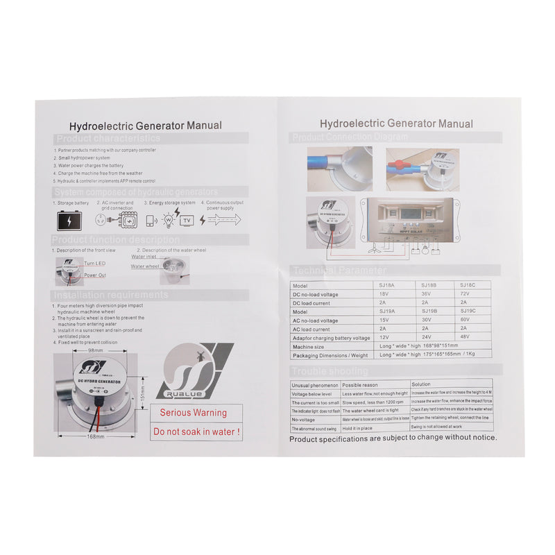 24V Water Flow Turbine Small Hydroelectric Generator DC36V36W/50W for Home Field