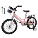 18" Kids Bike for Boys and Girls with auxiliary wheels & Rack Pink