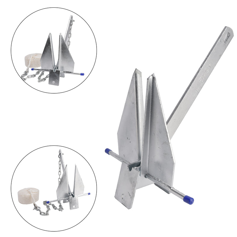 Kit Galvanized Boat Anchor 10Lbs Sliding Anchor & Chain & Rope Silver For Boat