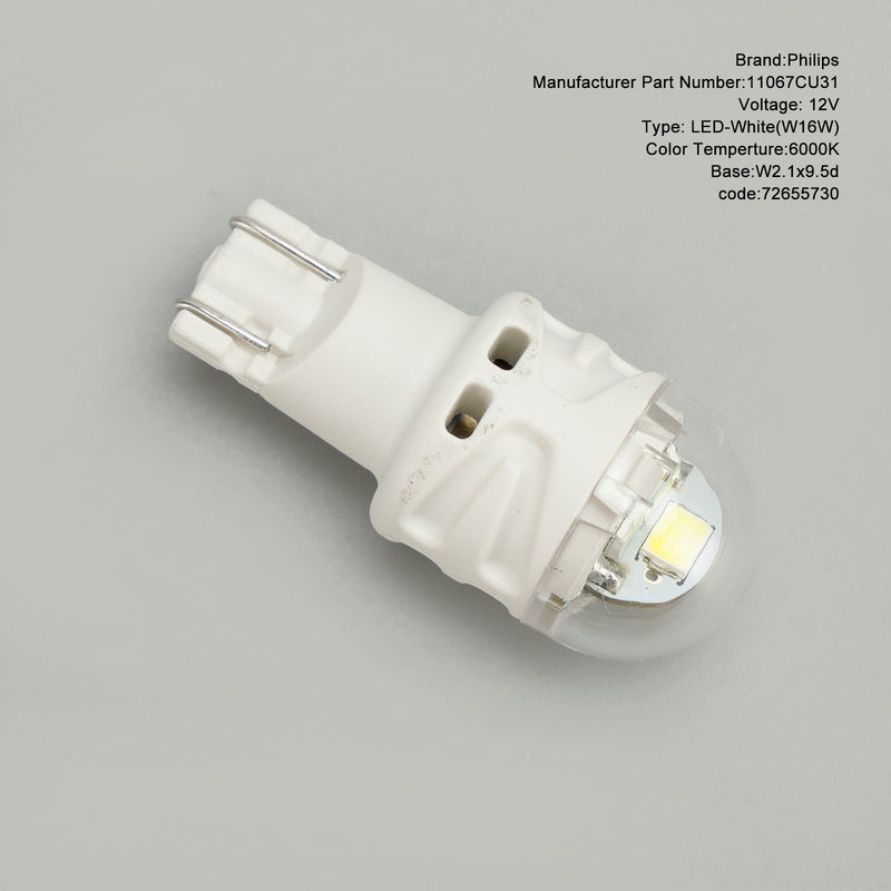 For Philips 11067CU31B1 Ultinon Pro3100 LED-WHITE W16W 6000K W2.1x9.5d