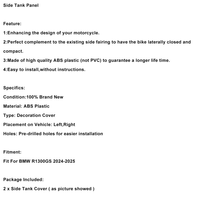 Side Gas Tank Middle Panel Fairing Cowl For BMW R1300GS 2024-2025