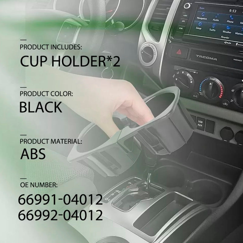 2PCS Right+Left Black Center Console Cup Holder Insert For Toyota Tacoma 05-17