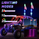 2X 3ft RGB LED Whip Lights Antenna W/ Flag Remote Control For Polaris RZR UTV ATV