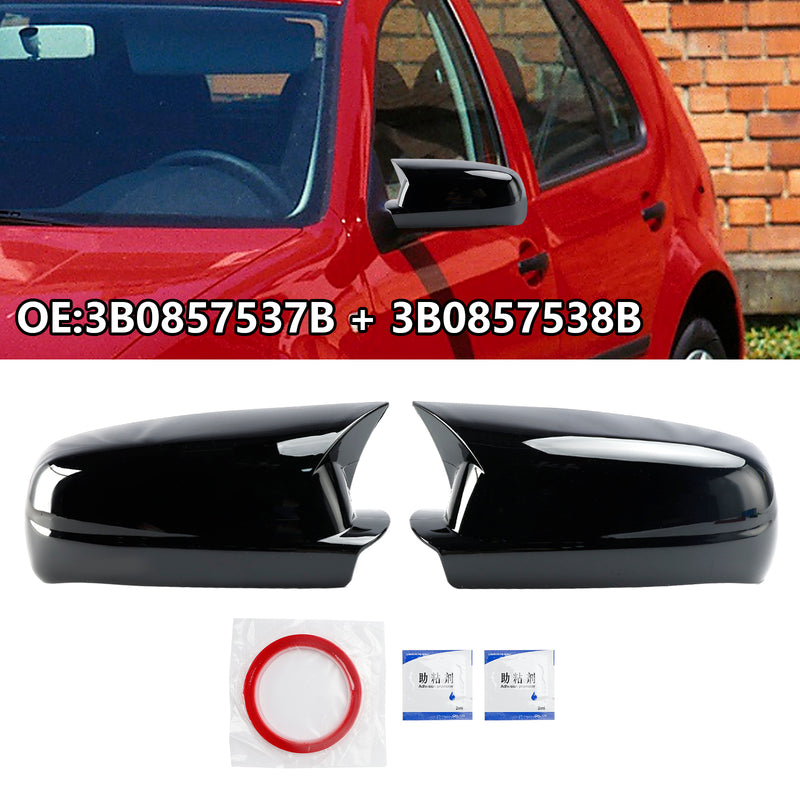 VW Golf Mk4 1998-2004 Gloss Black Wing Door Mirror Cover Caps Left + Right