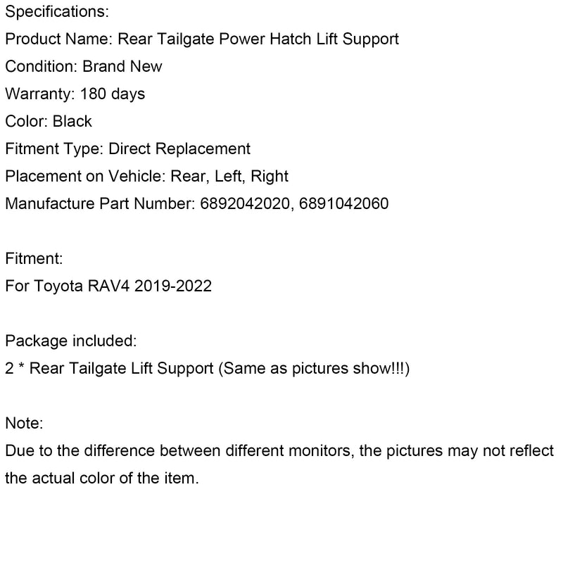 6892042020 2PCS Rear Tailgate Hatch Lift Support fit Toyota RAV4 2019-2022