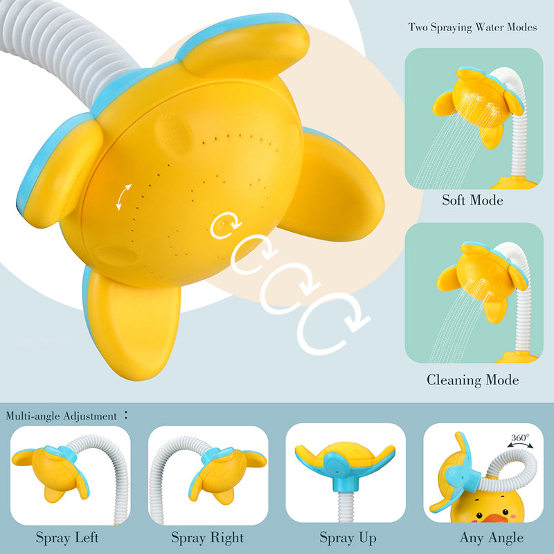 360°Adjustable Electric Duck Bathtub Sprinkler Baby Bath Toys Kids Bathroom