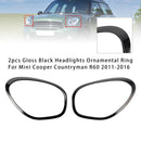 2pcs Gloss Black Headlights Ornamental Ring For Mini Cooper Countryman R60