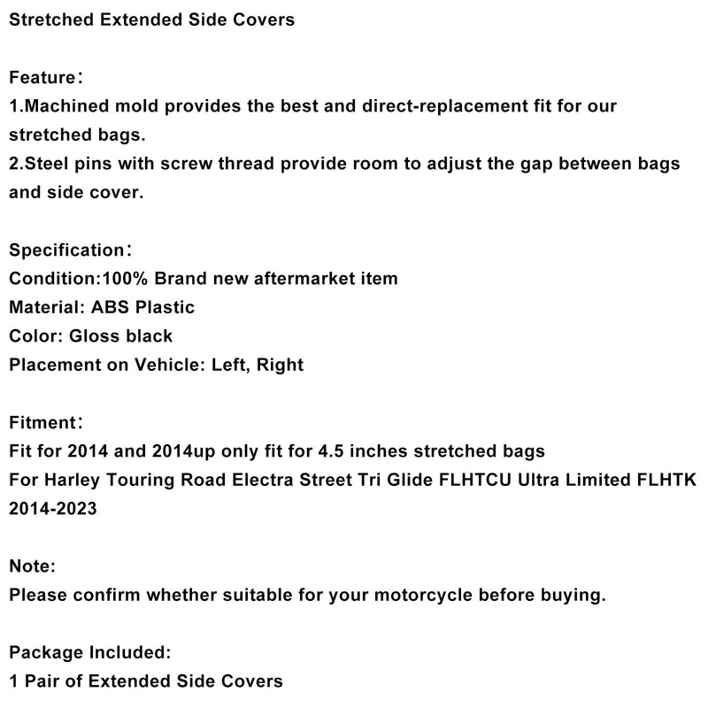 Stretched Extended Side Covers Set For Touring Road Glide King 2014-2022