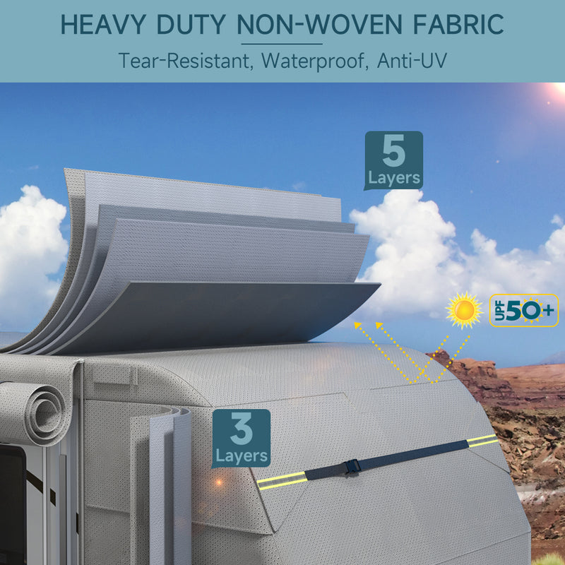 5 Layers Camper Cover 27'-30' Travel Trailer RV Cover Windproof Extra Thick  with Adhesive Repair Patches