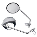 Pair Universal Motorcycle 4" Chrome Clamp-On Mirrors - Round for 7/8" in Bars