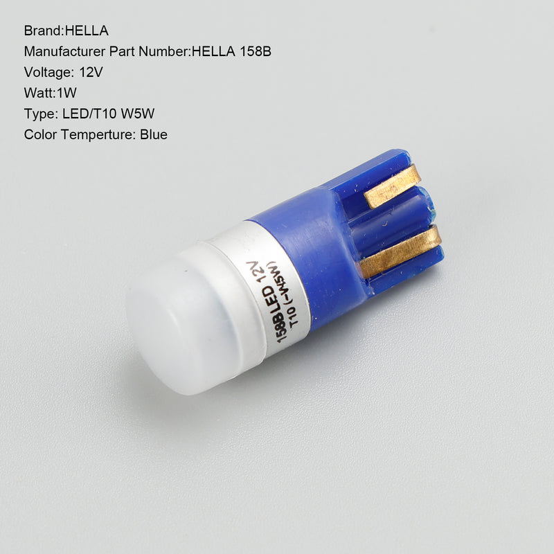 10X For HELLA LED Retrofit 158B LED/T10 W5W 12V 1W W2.1X9.5D Blue Light