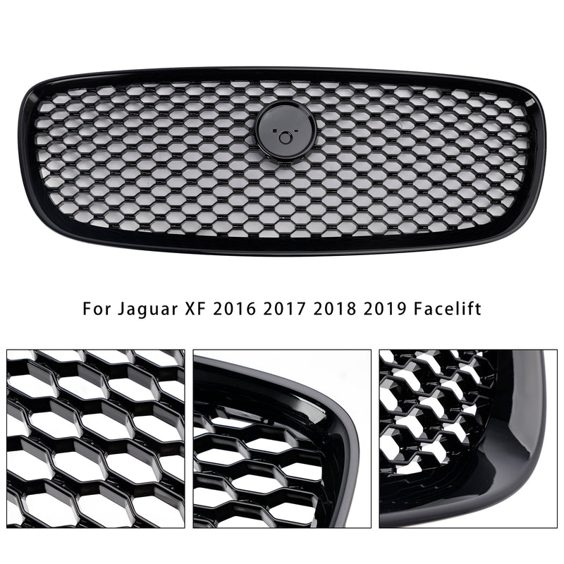XF-R Style Front Bumper Grill Grille Fit Jaguar XF 2016-2019 Gloss Black