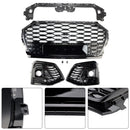 Front Bumper Grille Honeycomb Grill & Fog Light Cover Fit Audi Q5 2021-2025