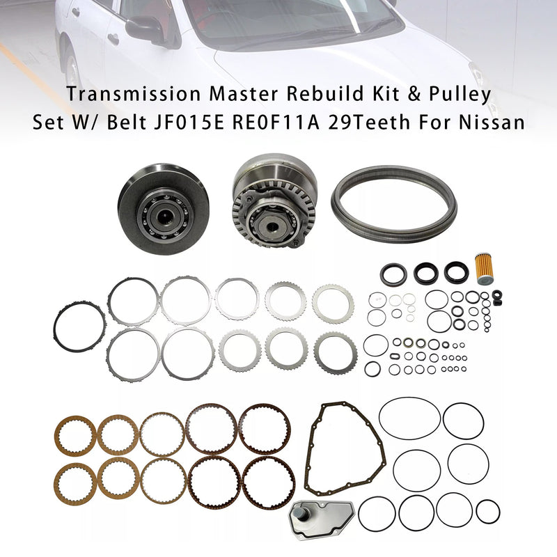 Transmission Master Rebuild Kit & Pulley W/ Belt JF015E RE0F11A 29T For Nissan