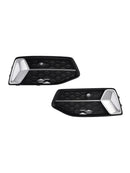 2PCS Front Bumper Grille Grill Fog Light Cover Fit Audi A6 C8 2019-2023
