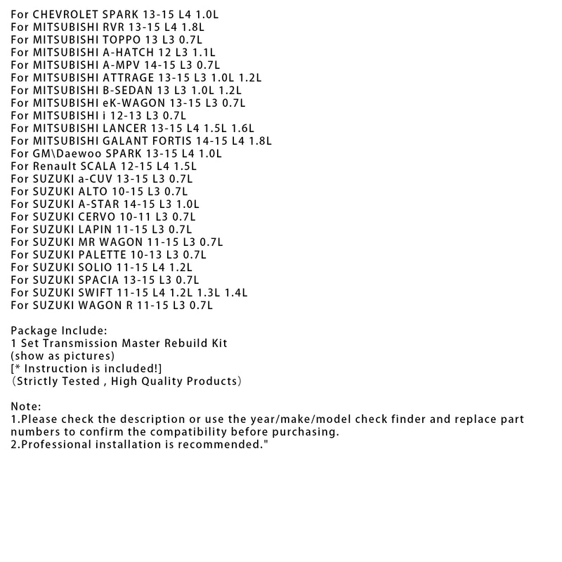 Transmission Master Rebuild Kit & Pulley Set W/ Belt JF015E RE0F11A For Nissan