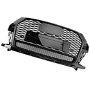 RSQ3 Style Front Honeycomb Grill Grille Fit Audi Q3 2016-2018 Gloss Black