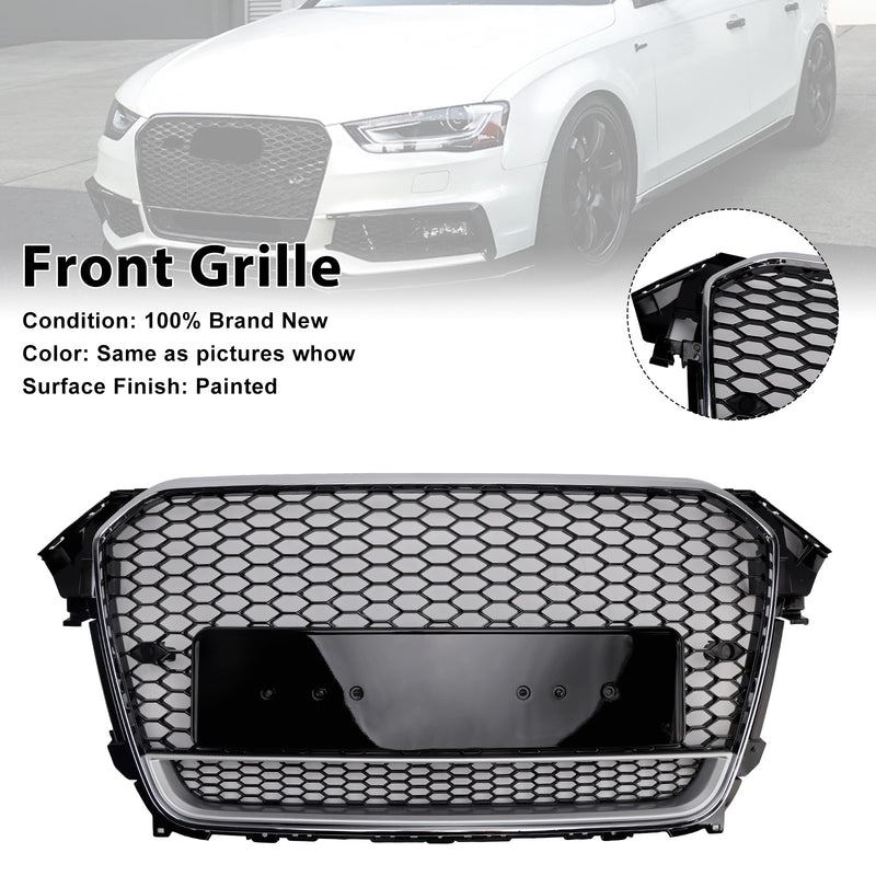 RS4 Style Front Bumper Grille Grill Fit Audi A4 S4 B8.5 2013-2016 w/ Quattro