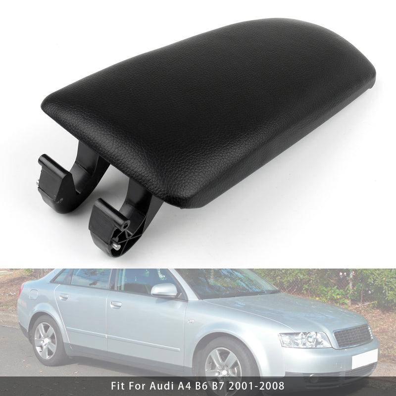 Black Leather Armrest Centre Console Lid For Audi A4 B6 B7 2001-2008 8E0864245E