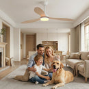 Remote Quiet 6 Speeds Black White Modern 52" Pendant Ceiling Fan with Light