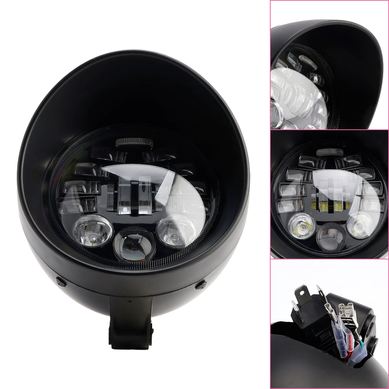 Multifunctional Beam Headlight Fog Lamp Custom Fits For Racer Bobber Chopper Chrome