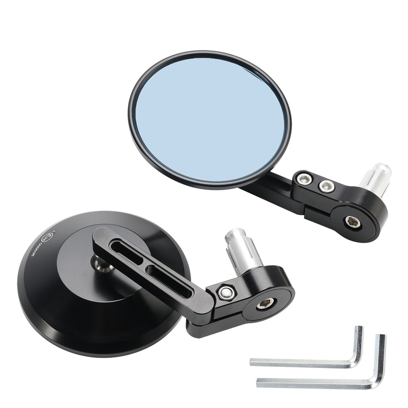 ALU Universal Bar End Mirror Black Pair for 14-17mm ID Bars Fits Street Tracker