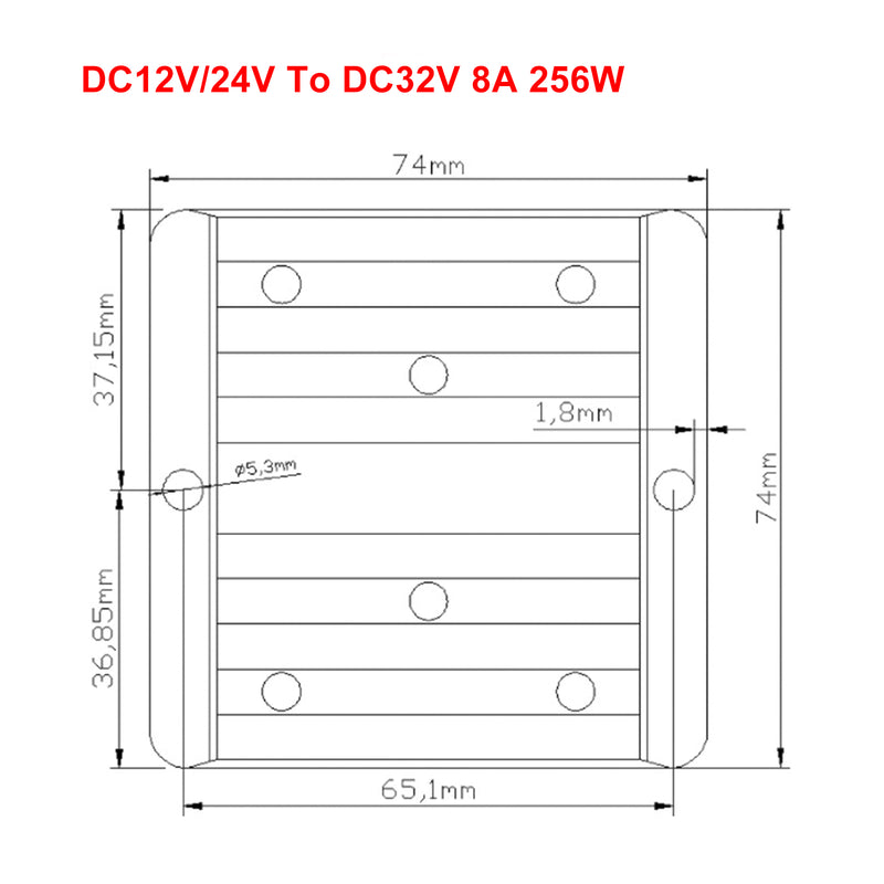 Waterproof DC/DC Converter Regulator 12V/24V Step Up to 32V 8A 256W