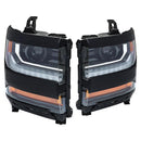 2016-2019 For Chevy Silverado 1500 Left+Right LED Headlight Gloss Black 84357696 84893098
