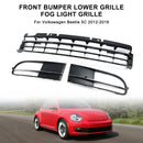VW Beetle 2012-2016 W/ Chrome Front Bumper Lower Grille + Fog Light Grill