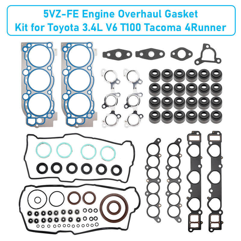 5VZ-FE Engine Overhaul Gasket Kit for Toyota 3.4L V6 T100 Tacoma 4Runner
