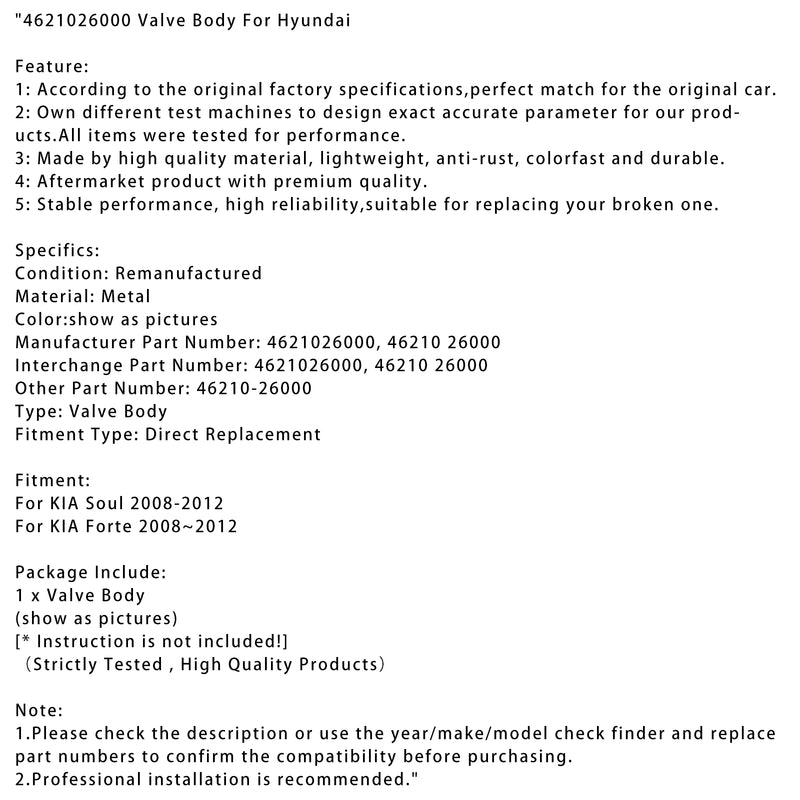 4621026000 Valve Body For Hyundai