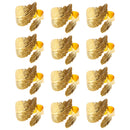12PCS Napkin Rings Leaf Napkin Holder Adornmen Alloy Golden