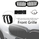 Double Slat Front Kidney Grille Fit BMW 5 Series G30 G38 2021-2024 Gloss Black