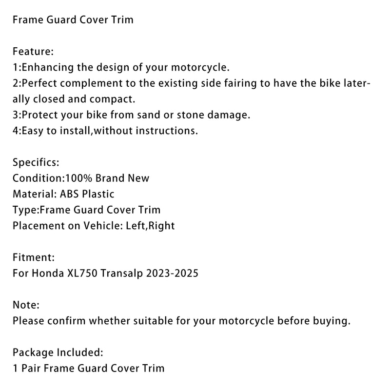 Frame Guard Side Protection Cover Fairing For Honda XL750 Transalp 2023-2025