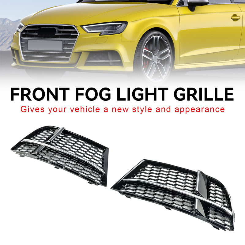 Front Fog Light Cover Bezel Grill Grille Fit AUDI A3 S-LINE 2017-2019 8V