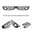 Front Bumper Honeycomb Fog Grille Cover For Audi A4 Allroad B8 2010-2015 Chrome