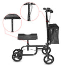 Foldable Knee Scooter Steerable Leg Walker W/Basket Adjusted Height Walking Aid