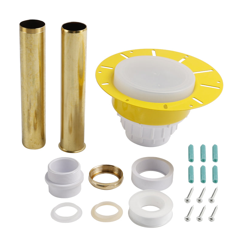 Installation Kit For Freestanding Bathtub With White PVC Pipe and Brass Pipes