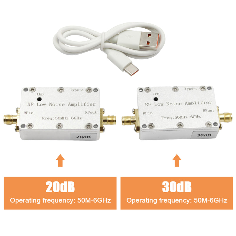 50m-6GHz Radio Frequency Amplifier 20dB 30dB High-Gain Front LNA Low Noise Signal