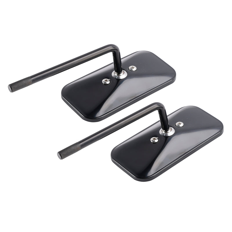 Black Retro Retangular Mirrors with clamp For Cafe Racer Bobber Chopper Tracker