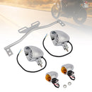 Motorcycle Beam Headlight Fog Lamp Custom Chrome