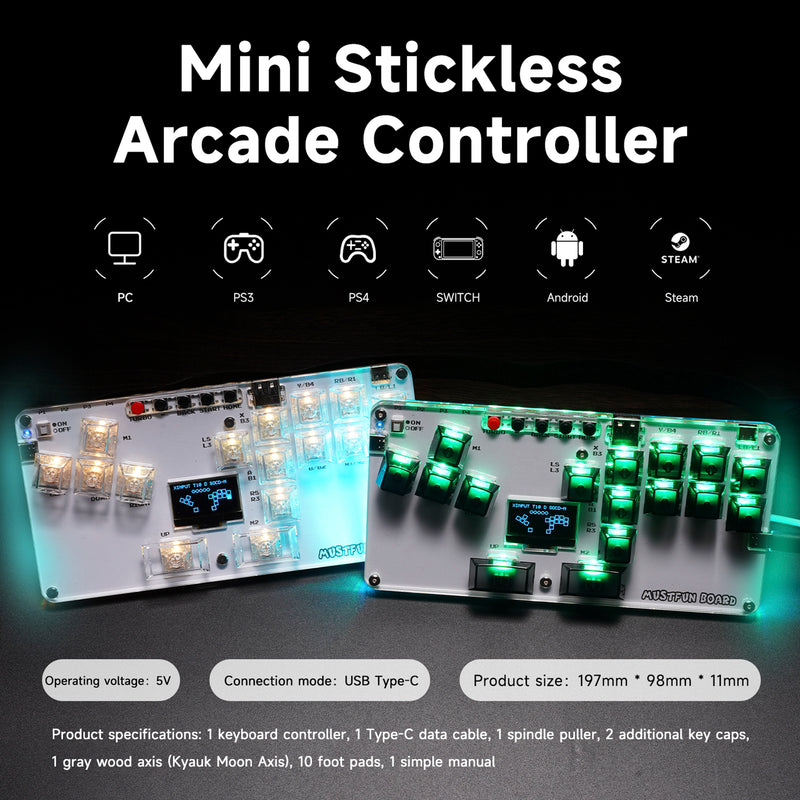 MustFun Hitbox Mini Stickless Controller For PC PS Switch And Other Game Devices