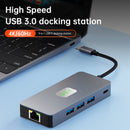 9 in 1 TYPE-C to RJ45 (Gigabit)+USB3.0*3+HDMI+USB-CS Data+PD100W+SD/TF MacBook