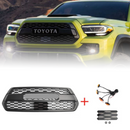 Tacoma TRD Pro 2016-2023 Grill Replacement Grille + ACC DRCC Garnish Sensor Cover + LED Lights + Grey / Red / White Letter