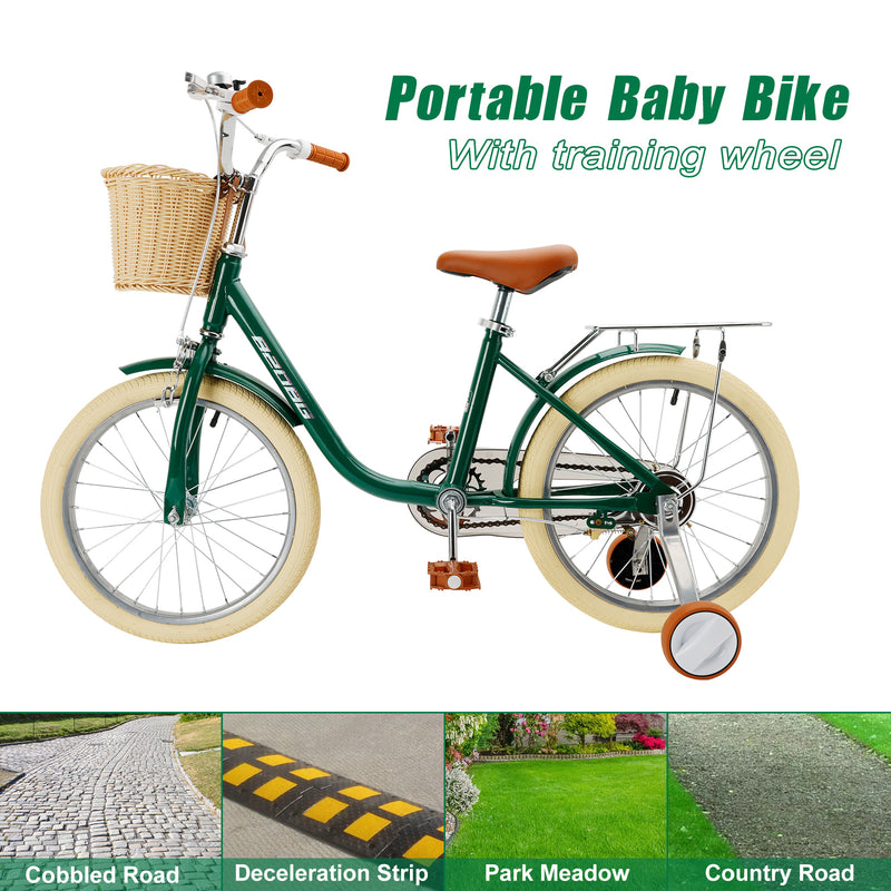 18 inches Kid's Bike Child Bicycle for Ages 7-9 Years Boys and Girls with Basket