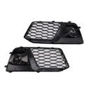 Black Front Honeycomb Fog Lamp Grille Grill Cover Fit Audi Q5 SQ5 2018 2019