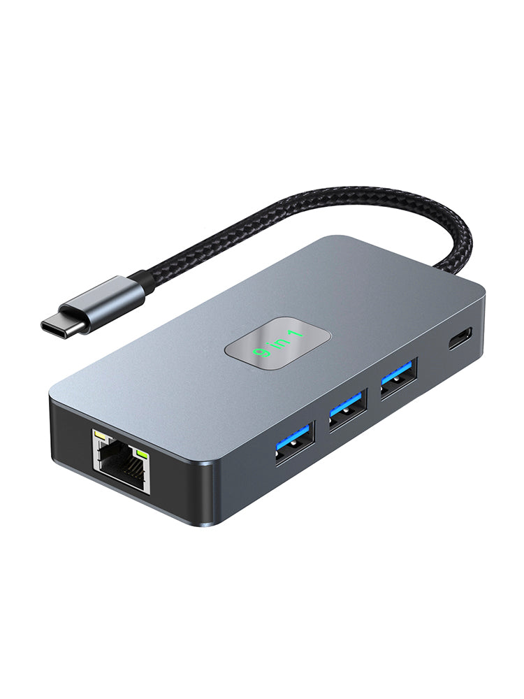 9 in 1 TYPE-C to RJ45 (Gigabit)+USB3.0*3+HDMI+USB-CS Data+PD100W+SD/TF MacBook